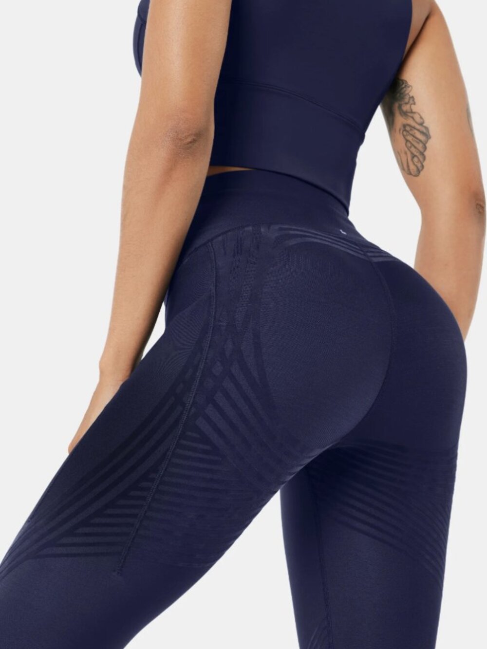 FANKA Body Sculpt Side Pocket Leggings Navy Small Athleisure Workout Gym Shaping - Picture 2 of 14